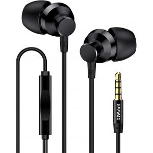 M2 Écouteurs Intra Auriculaires Filaires,Oreillettes Filaire avec Microphone et Basses,Casque Stéréo pour Téléphone Smartphone Ordinateur Tablette PC MP3,Earbud Headphones Jack 3,5 mm,Noir - Neuf