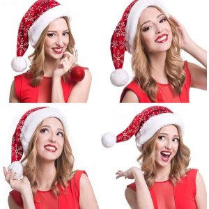 4 Packs de Chapeau de Santa, Unisexe Chapeaux de No&euml;l Vacances de No&euml;l, Chapeau Suppl&eacute;mentaire de Fourrure Classique de Santa Chapeaux de No&euml;l - Neuf