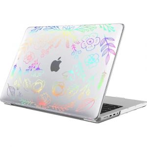 Coque pour MacBook Air 13 Pouces 2025 2024 2022 M4 M3 M2, Protection Rigide Transparent Motif Plante Scintillante - E.F.Connection - Neuf