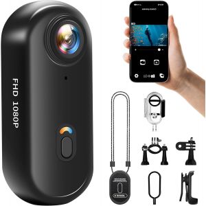 SUBZONAL-Mini Cam&eacute;ra Sport 1080P WiFi, Portable Bodycam, Mini Cam&eacute;scope Corporelle, Action Cam 360&deg;, Vid&eacute;ocam Sport &Eacute;tanche 30M, Accessoires Multifonctions, Cam&eacute;ra pour Casque de Moto - Neuf