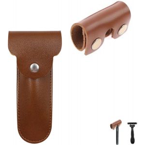 ERYI-2 Pcs Étui De Rasage En Cuir Double Edge Étui De Voyage Pour Rasoir Couverture De Rasoir En Cuir Housse De Protection Portable Pour Rasoir, Pour Tous Les Rasoirs Et Rasoirs. - Neuf