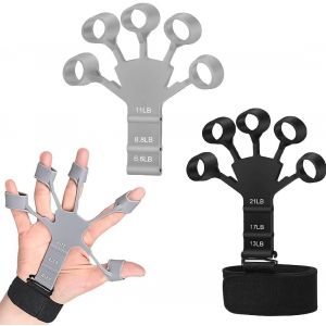 Checarzhn--No1-2 Pcs Exerc Ur De Doigts Musculation Main Hand Strengthener, Exercice D'avant-Bras Renforcement Des Mains Bandes Appareil D'entraînement Réglable Avec 6 Niveaux De Résistance - Neuf