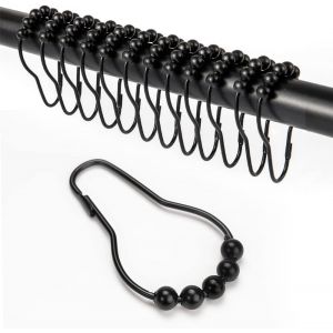 12 Pièces Crochet Rideau Douche, Anneau Rideau Douche avec Système Coulissant, Anneaux pour Tringle à Rideaux Antirouille, Anneaux Rideaux Douche pour Rideau de Porte, Rideau de fenêtre - Neuf