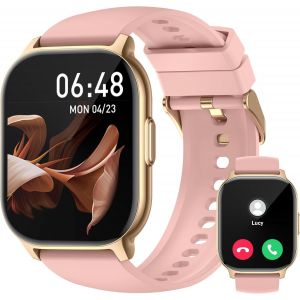 Montre Connectée Homme Femme,2.1"" Hd Smartwatch Avec Appel Bluetooth,110+ Sportifs,Fréquence Cardiaque,Podomètre Etanche Ip68 Montre Intelligente Pour Android Ios,Rose - Neuf
