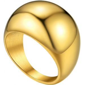 Tianyi-Goldchic Bague Homme Personnalisable Prenom Gravure Acier Inoxydable Bague Femme Pouce Main Cercle Cerceau Fiançailles Mariage Amitié[Argenté/Or] Bijoux Cadeau Anniversaire Sain Valentin Noël - Neuf