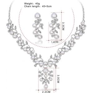 Parure De Bijoux De Mariée Pour Femme Avec Strass Cristal - Collier Scintillant Avec Pendentif Et Boucles D'oreilles - Parure De Bijoux Pour Femme Et Fille - Pour Mariage, Fiançailles, Bal De - Neuf