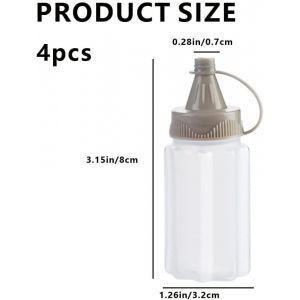 Lot de 4 bouteilles à condiments réutilisables avec bouchon à vis et fermeture à pression ¿ Bouteilles à sauce multi-usages pour sauce soja, vinaigre, huile et ketchup - Neuf