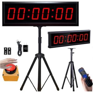 Ulteronixshop-Minuterie de comp&eacute;tition &agrave; 2.3 Pouces avec Bouton chronom&egrave;tre, Affichage Num&eacute;rique 6 Chiffres, Luminosit&eacute; R&eacute;glable,Visible &agrave; 12m,INCL. Tr&eacute;pied et Support Mural Portable Cuisine/Salles d - Neuf