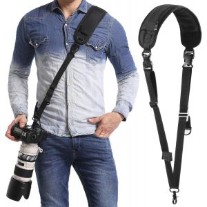 Sangle de cou pour appareil photo Rapid avec déverrouillage rapide et dispositif de sécurité,sangle d'épaule réglable pour appareil photo DSLR Canon Sony Olympus- Noir - Neuf