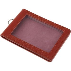 KALANKA-Porte-badge En Cuir PU Portefeuille 2 Poches pour Cartes Verticales - marron - Neuf