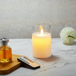 Bougie Led, Bougies &Agrave; Piles En Verre Avec T&eacute;l&eacute;commande Et Minuteur, Bougies Flamme Vacillante Lumi&egrave;re, Bougies Sans Flamme Munies De Flammes Artificielles R&eacute;alistes, Bougies De No&euml;l-7.5 * 10cm - Neuf