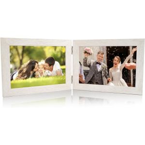 Cadre Photo Double 13x18cm, 2 Cadres Photo Doubles Pliables, Cadre Photo Couleur Du Bois 2 Photos, Cadre En Bois Collage Pliable, Pour Famille, Amis, D&eacute;coration Int&eacute;rieure, Cadres photo DIY, Mariage - Neuf
