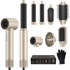 Seche Cheveux 7 En 1 Air Styler Avec S&egrave;che-Cheveux De 110000 Tr/Min 20m/S Pour Un S&eacute;chage Rapide, Hair Styler De 320 Millions D'ions Avec Fer A Boucler, Brosse Lissante &iquest; Brosse Volumisante - Neuf