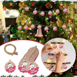 D&eacute;coration de no&euml;l Set: 100Pcs Flocon de neige, Bonhomme de neige Pendentifs + 20M de Corde de Jute pour les Vacances d'&Eacute;tiquettes-Cadeaux et D&eacute;coration Maison, 1&times; Ornement - Neuf