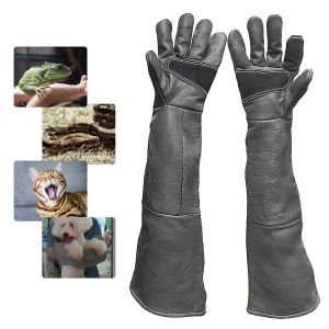JGD-Anti-Morsure Gants de Manutention pour Animal, 60cm Gants de Travail en Cuir pour Le Soudage, Le Jardinage ou la Manipulation de Chat/Chien/Serpent/L&eacute;zard/Faucon/Reptile (Couleur Profonde) - Neuf