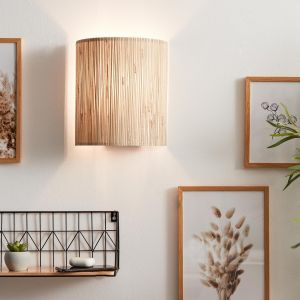 Subzonal-Applique Murale Style Nature - 26 X 23 Cm - Spot Mural D&eacute;coratif Avec Abat-Jour En Jonc De Mer - Dimmable Uniquement Avec Variateur Externe - Pour Le Salon - Douille E27 - En M&eacute;tal/Jonc De - Neuf