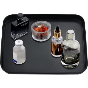 Checarzhn--No1-Plateau De Service Rectangulaire Plateaux De Service En Acier Inoxydable Fast Food Tray Petit Plateau Cuisine Plateaux Restauration Rapide Noir Plateaux Pour Articles De Toilette Pour - Neuf