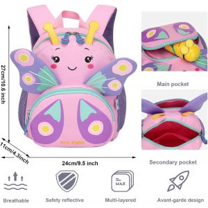 (Rose Rouge) Sac À Dos D'école Pour Enfants Mini Sac D'école Primaire Sac De Voyage Imperméable Sac À Dos Préscolaire Pour La Maternelle Cadeau Pour Tout-Petits Filles 2-6 Ans - Neuf