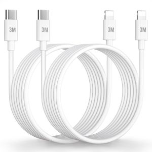 KALANKA-C&acirc;ble iPhone USB C 3M Lot de 2, Certifi&eacute; MFi C&acirc;ble Lightning USB C vers Lighting Cable Charge Rapide C&acirc;ble iPad Fil Chargeur iPhone Cordon pour Apple 14 13 12 Pro Max Mini/11/XS/X/XR/8Plus/20 - Neuf