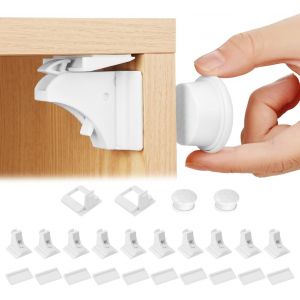 Enfant Magn&eacute;tique Cabinet De S&eacute;curit&eacute;,S&eacute;curit&eacute; Placard B&eacute;b&eacute; (10 Verrous & 2 Cl&eacute;s),Serrure Magn&eacute;tique Invisible Pour S&eacute;curit&eacute; Enfant,Tiroir Securite Bebe Bloque,Blocage Sans Per&ccedil;ag - Neuf