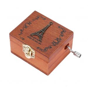 Boite a musique mecanique a manivelle en bois, 1 piece, cadeau d'anniversaire (tour) - Neuf
