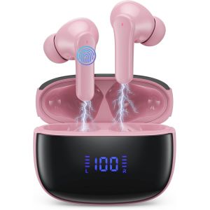 KALANKA-Ecouteurs Bluetooth sans Fil Sport, 2024 Écouteur Bluetooth 5.3 HiFi Stéréo avec 4 ENC Réduction Antibruit Mic, Oreillette Bluetooth Running IP7 50H Basses Profondes Casque Bluetooth Écran LC - Neuf