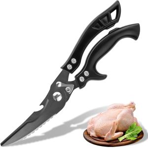 Eryi-Ciseaux Cuisine Professionnel Noir Ciseaux À Volaille Pour Volaille Poisson Viande Rotissoire Poulet, Ustensile Cuisine - Neuf