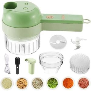 Ensemble de Coupe legumes Multifonctions électrique Portatif sans fil 4 en 1,Robot Culinaire manuel,Mandoline de Cuisine Professionn - Neuf