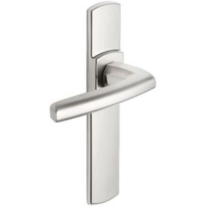 Set de Poignée de Porte sur Plaque SCULT Version Clé I pour Porte d'Entrée/Cave/Abris de Jardin Entraxe 195 mm Matériau Zamak Résistant Garantie 10 Ans Finition Platine - Neuf