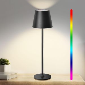 Lampe De Chevet, Rgb Lampe De Table Sans Fil, Avec Batterie 5200 Mah, Lampe De Table À Batterie Rechargeable Par Usb, Ip54 Étanche Pour Convient Aux Chambres, Salons, Restaurants - Neuf