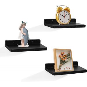 Petite &Eacute;tag&egrave;re Flottante, 12,7 X 21,6 Cm, Lot De 3 Petites &Eacute;tag&egrave;res Murales Pour Chambre &Agrave; Coucher, Salon, Salle De Bain, Cuisine, Bureau (Noyer) - Neuf