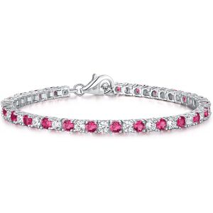 Bracelet Tennis Serti De Pierres De Couleurs Et Blanches En Zircons, Bracelet Femme Argent Sterling 925, Bracelet En Argent Massif, Bijoux Femme En Argent Avec Ecrin Cadeau - Neuf