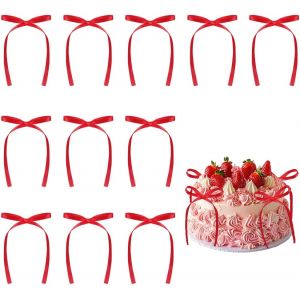 MEVRONISSHOP-Lot de 20 d&eacute;corations de g&acirc;teau en forme de n?ud rouge pour d&eacute;coration de g&acirc;teau pour f&ecirc;te pr&eacute;natale, anniversaire, f&ecirc;te de mariage, anniversaire de mariage - Neuf