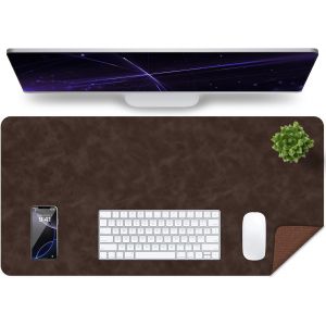 JGD-Tapis de Bureau Vieilli en Cuir, Tapis D'ordinateur Imperm&eacute;able, Tapis de Bureau Facile &agrave; Nettoyer, Sous-Main et de Clavier pour le Bureau, Tapis de Bureau Grand Tapis D'&eacute;criture (Caf&eacute;, 80x40cm) - Neuf