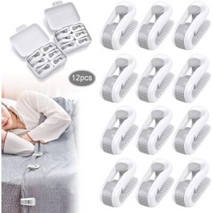 12 Pcs Blanc Housse De Couette Clips Drap De Lit Titulaire Pinces D'injection Sans Aiguille Non-Slip De Fixation Accessoires De Literie - Neuf