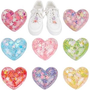 Kalanka-16pcs 8 Couleurs Breloques De Chaussures En Forme De C?ur Colorées Scintillantes Lacets En Forme D'amour Clips Décorations Accessoires Pour Chaussures Étincelantes Pour Baskets - Neuf