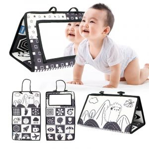 Miroir Pliant Noir Et Blanc - Jouet Miroir Pour Bébé Sur Le Ventre, Jouets Pour Nouveau-Né De 3 À 6 À 12 Mois, Cadeau D'activité Sensorielle Pour Le Développement Du Cerveau - Neuf