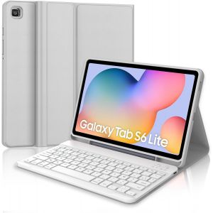 Coque Clavier Samsung Tab S6 Lite, D&eacute;tachable Azerty Fran&ccedil;ais Clavier &Eacute;tui Pour Samsung Galaxy Tab S6 Lite 10.4"" 2024/2022/2020, Gris Clair - Neuf