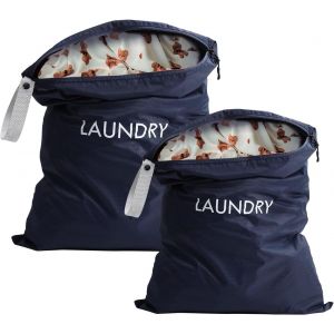 MEVRONISSHOP-Lot de 2 sacs &agrave; linge - 45 x 60 cm - 35 x 55 cm - &Eacute;tanche - Avec fermeture &eacute;clair - Pliable - Sac de rangement pour le linge sale - Pour les voyages, les vacances, les v&ecirc;tements - Facile - Neuf