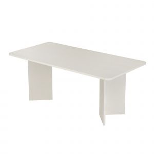 Table &agrave; manger en bois "Linza" 180 x 90 x 75 cm - Blanc de bois - Neuf