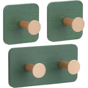 ERYI-Crochet Adhésif Bambou, 3 Piezas Crochets Adhesifs Muraux, Pour Serviettes, Ceinture, Clés (Vert) - Neuf