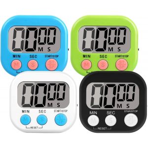 Eryi-4 Paquets Alarme Forte Minuteur De Cuisine, Magnetique Time Timer Avec Grand Écran Lcd, Timer Enfant Pour Étude, Exercer, Cuisson - Neuf