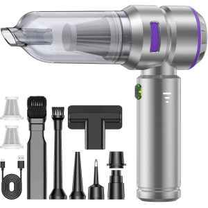 lbgwp60-Aspirateur À Main, 3-En-1 Portable Mini Aspirateur Sans Fil, 18000Pa Aspirateur Voiture Puissant À 3 Vitesses, Aspirateur De Voiture Multifonctionnel Pour Animaux, Voiture, Maison, 6000Mah - Neuf