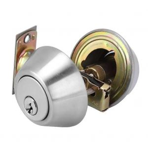 Porte de porte de maison Pêne dormant à double cylindre Serrure de porte à pêne dormant en acier inoxydable chromé pour serrure de porte de bureau à domicile - Neuf
