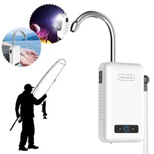 Pompe à eau de seau de poisson avec lumière LED Oxygénateur de pêche portable Induction intelligente Oxygène électrique Pu - Neuf