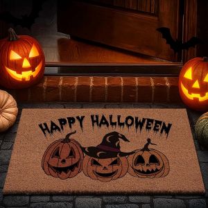 Trahoo-42x76cm Paillasson Coco Halloween, Citrouille Orange Antidérapant Coco Naturel Tapis Porte Entrée Extérieure Exterieur Tapis Caoutchouc Récolte Automne Halloween Deco Décorations - Neuf