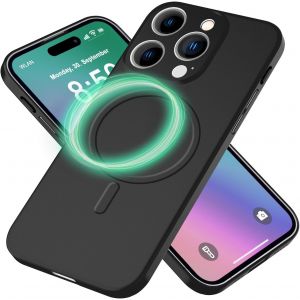 Sjzg-Magpower Housse Extr&ecirc;mement Fin Compatible Avec Iphone 16 Pro Coque [Compatible Avec Magsafe], 0,3mm Ultra-Slim Cover Anneau Magnetique, Couverture Ultra-Fin Mince, Couleur:Noir - Neuf