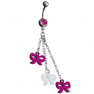 Pendentif En Forme De Noud Papillon, Anneau De Nombril, Decoration Delicate En Strass, Bijoux De Piercing Au Nombril - Neuf