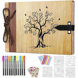 Album Photo Scrapbooking 80 Pages En Bois Arbre Livre Photo Scrapbooking Kit Pour Album De Famille,Mariage,Voyage,Anniversaire - Neuf