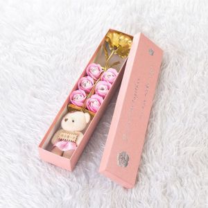 HJLIAN Rose plaquee or 24 carats + ours en peluche, cadeau romantique pour la Saint-Valentin avec boite (or) - Neuf